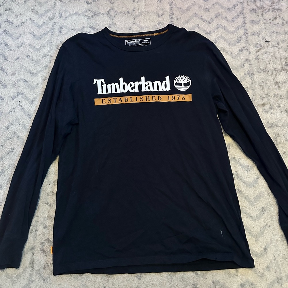 Timberland Navy Long Sleeve Shirt with White and Gold Accents
